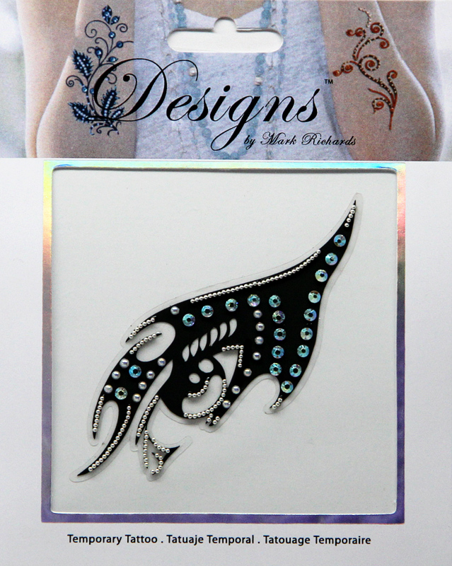 Temporary Tattoos :: Jeweled Tattoos :: Jeweled Tattoo Half Mask & Eye |  Blue & Silver