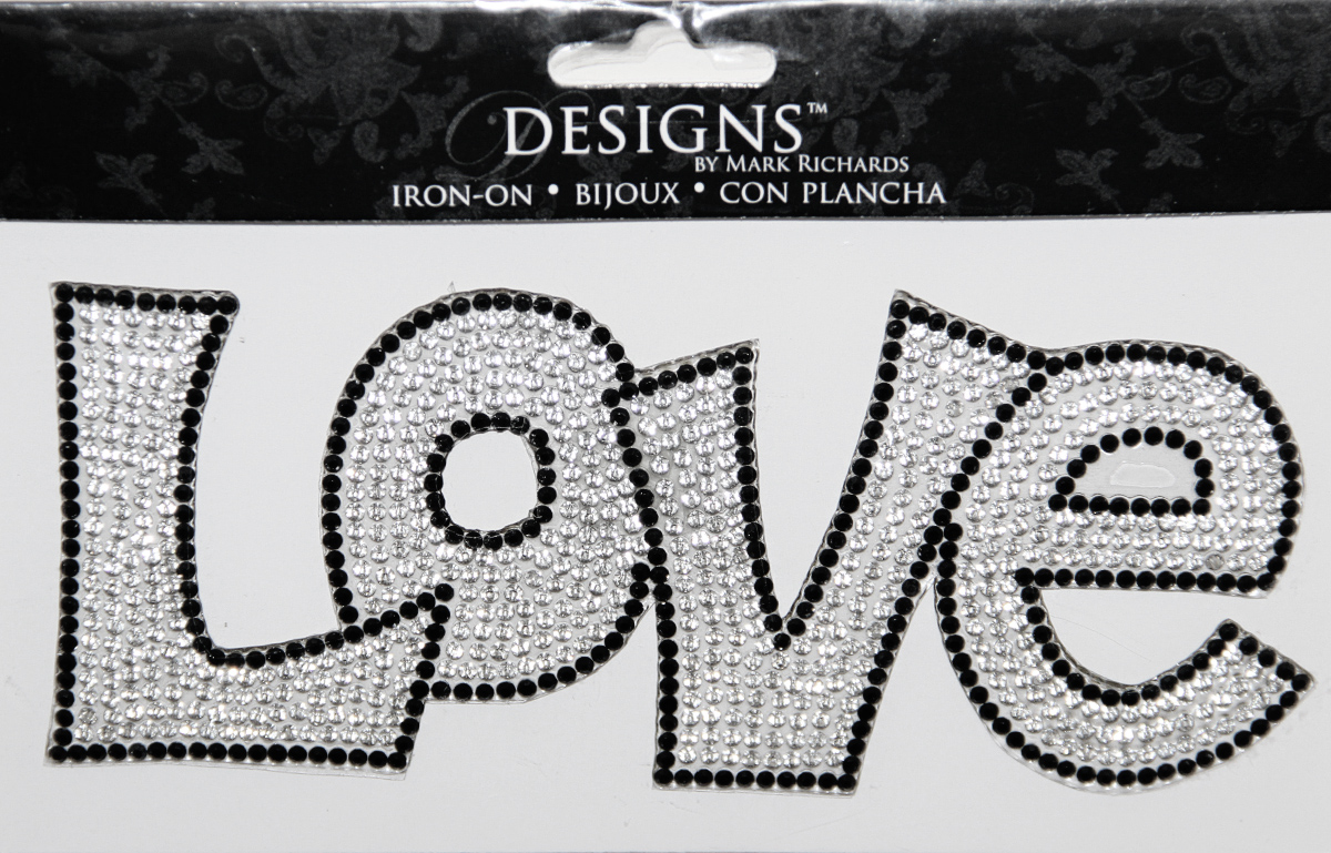 Mark Richards 4 Clear Rhinestone Heart Iron on Patch - Iron on Patches & Appliques - Crafts & Hobbies
