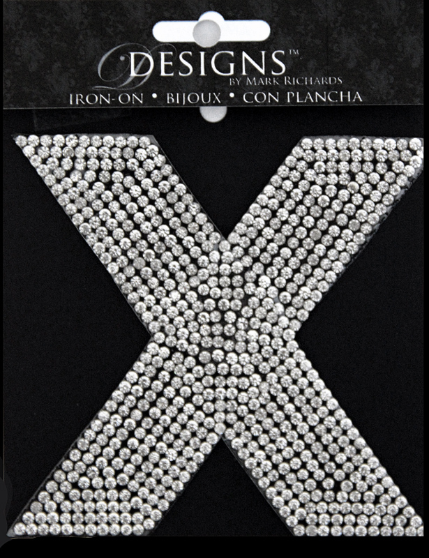 Designs™ Iron-ons :: Monograms :: Rhinestone Applique Monogram Letter X, Clear