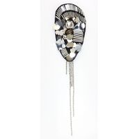 Applique Black Fabric Oblong w Metal Shapes & Chains