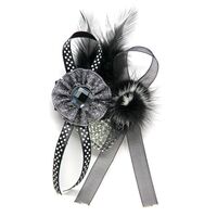 Applique Faux Fur, Metallic Flower, Ribbons & Rhinestone Heart