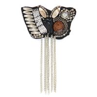 Applique Black Fabric Butterfly w Metal, Stones & Chains