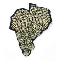 Applique Black Fabric Grape Bunch w Large & Small Metal Beads