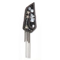 Applique Black Fabric Irregular Oblong w Rhinestones & Metals