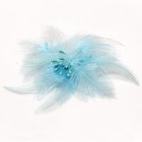 Feathers w Beaded Center Light Blue