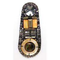 Applique w Colorful Stones & Beads | Oblong