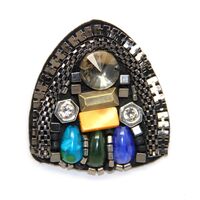 Applique w Colorful Stones & Beads | Rounded Triangle