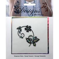 Jeweled Tattoo Flower Flourish | Blue & Silver