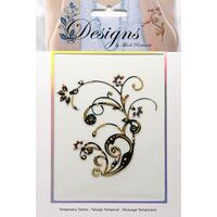 Jeweled Tattoo Floral Flourish | Gold & Orange