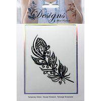 Jeweled Tattoo Intricate Feather | Blue
