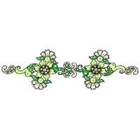 Jewelry Long Strip Green & Lt Green Double Glitter Flowers