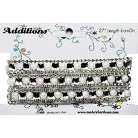 Rhinestone Applique Strip Squares & Pearls | 27in