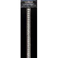 Rhinestone Applique Strip Pearls & Square Stones | 12in