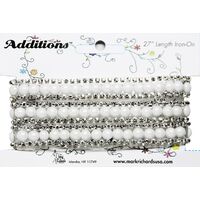 Rhinestone Applique Strip String of Pearls | 27in