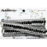 Rhinestone Applique Strip Wide Rectangles w Chain | 27in