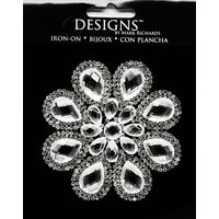 Large Stone Motif Applique Daisy w Large Stones | 3.5in