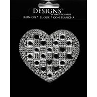 Large Stone Motif Applique Heart w Square Stones | 3.5in
