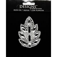 Large Stone Motif Applique Leaf w Large Marquise Stones | 3.5in