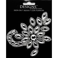 Large Stone Motif Applique Floral w Large Marquise Stones | 3.5in