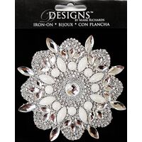 Large Stone Motif Applique Doily w Marquise & Pearls | 3.5in