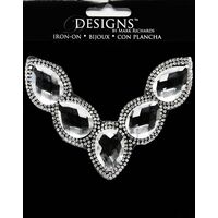 Large Stone Motif Applique V Design w Large Stones | 3.5in
