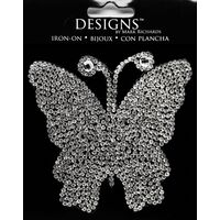 Large Stone Motif Applique Butterfly w Small Stones | 3.5in