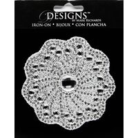 Large Stone Motif Applique Circular Doily w Pearl Fill | 3.5in