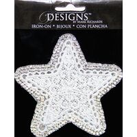 Large Motif Applique White Lace Star | 3.5in