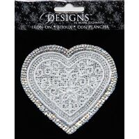 Large Motif Applique White Lace Heart | 3.5in
