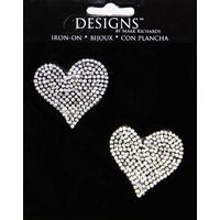 Large Stone Motif Applique Two Hearts | 1.5in
