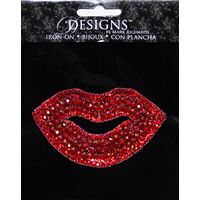 Large Stone Motif Applique Red Lips | 3.5in