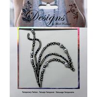 Jeweled Tattoo Curving Floral Stems | Blue & Silver