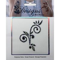 Jeweled Tattoo Simple Flourish w Leaves | Blue Purple & Green