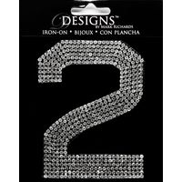 Rhinestone Applique Monogram Number 2 | Clear | 3.5in