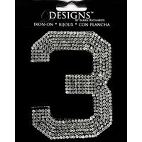 Rhinestone Applique Monogram Number 3 | Clear | 3.5in