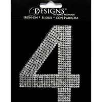 Rhinestone Applique Monogram Number 4 | Clear | 3.5in