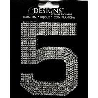 Rhinestone Applique Monogram Number 5 | Clear | 3.5in