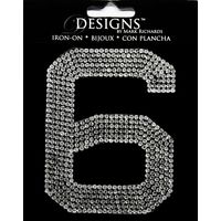 Rhinestone Applique Monogram Number 6 | Clear | 3.5in