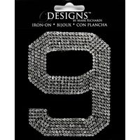 Rhinestone Applique Monogram Number 9 | Clear | 3.5in