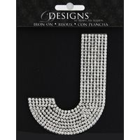 Rhinestone Applique Monogram Letter J | Clear | 3.5in