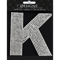 Rhinestone Applique Monogram Letter K | Clear | 3.5in