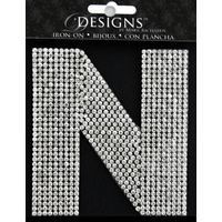 Rhinestone Applique Monogram Letter N | Clear | 3.5in