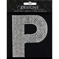 Rhinestone Applique Monogram Letter P | Clear | 3.5in