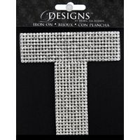 Rhinestone Applique Monogram Letter T | Clear | 3.5in