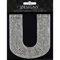 Rhinestone Applique Monogram Letter U | Clear | 3.5in