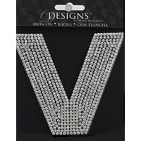 Rhinestone Applique Monogram Letter V | Clear | 3.5in