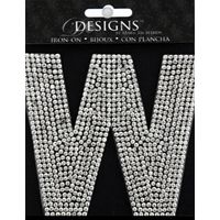 Rhinestone Applique Monogram Letter W | Clear | 3.5in
