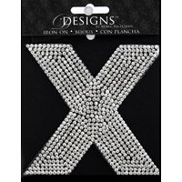Rhinestone Applique Monogram Letter X | Clear | 3.5in