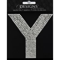 Rhinestone Applique Monogram Letter Y | Clear | 3.5in