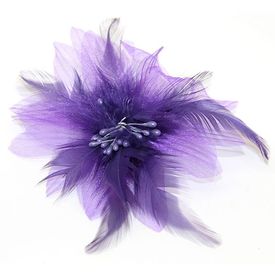 Feathers w Beaded Center Purple